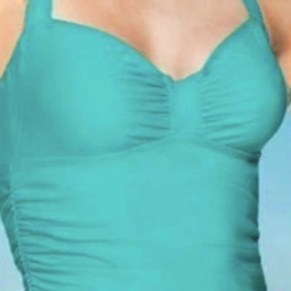 Athleta Sara Bra Cup Halter Tankini in Fiji Green, Sz. 40B/C TALL - Picture 1 of 8